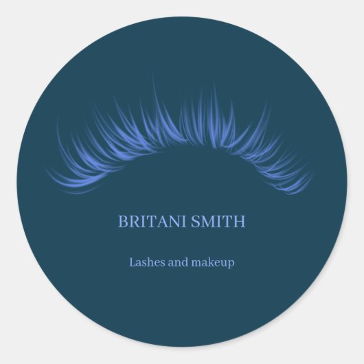 Sticker Rond Lashes bleu classique, élégant (Devant)