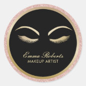 Sticker Rond Lashes & Brow Maquillage Artiste Rose moderne Salo (Devant)