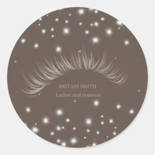 Sticker Rond Lashes brun classique, brillant