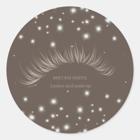Sticker Rond Lashes brun classique, brillant (Devant)