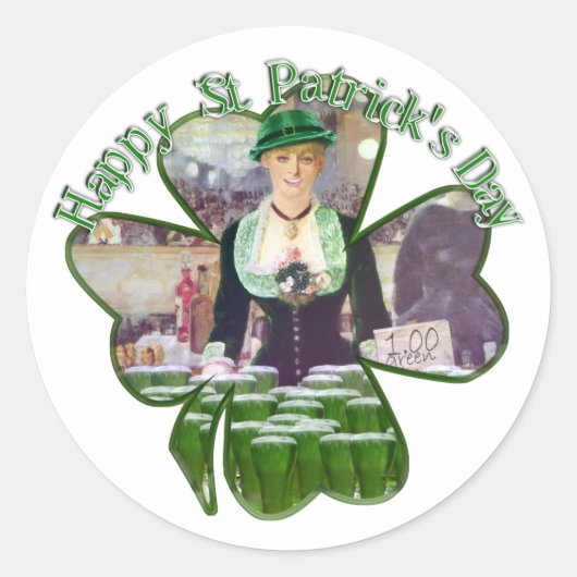 Sticker Rond Lass Bartender St. Patrick's Day (Devant)