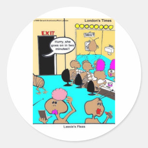 Sticker Rond Lassie's Fleas Drôle Cartoon Tee - shirts & Cadeau