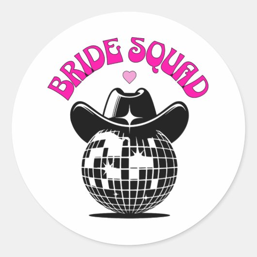 Sticker Rond last disco bachelorette party bride squad cowgirl (Devant)