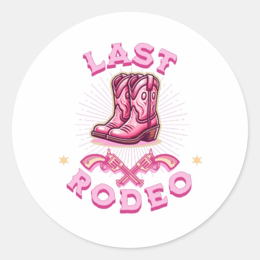 Sticker Rond last rodeo bachelorette party pink cowgirl (Devant)