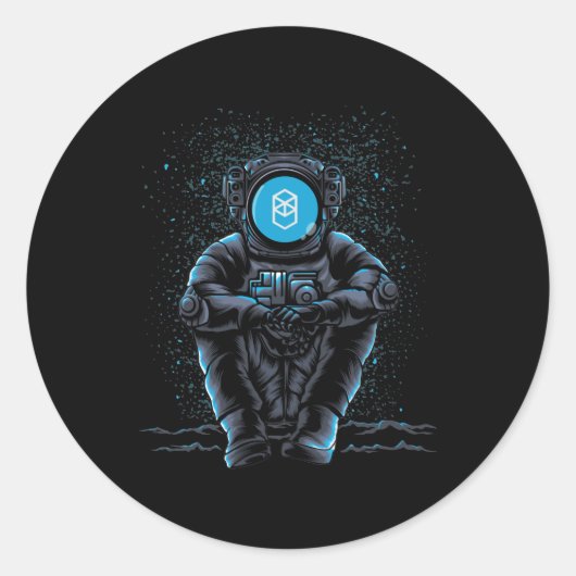 Sticker Rond L'Astronaute Assis Fantom FTM Crypto À La Lune (Devant)