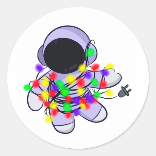 Sticker Rond L'astronaute avec la guirlande (Devant)