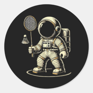 Sticker Rond L'astronaute Badminton Player Navette 2