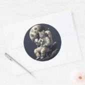 Sticker Rond L'astronaute Chat ayant une coupe de café (Enveloppe)
