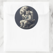 Sticker Rond L'astronaute Chat ayant une coupe de café (Sac)
