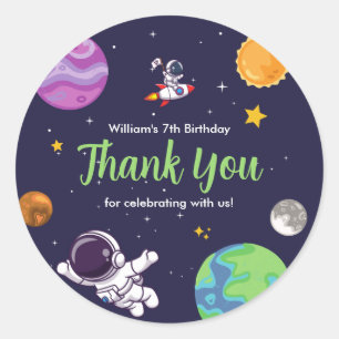 Sticker Rond L'astronaute de l'espace à tout âge fête d'anniver