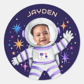 Sticker Rond L'astronaute et les étoiles (Devant)