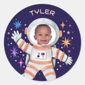 Sticker Rond L'astronaute et les étoiles (Devant)