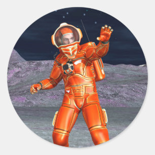 Sticker Rond L'astronaute Mars Espace Explorer sur la planète A