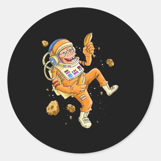 Sticker Rond L'astronaute Monkey Space (Devant)