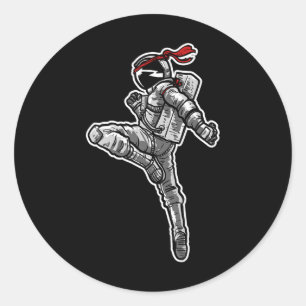 Sticker Rond L'astronaute Muay Thai Boxing Karate Kickboxing