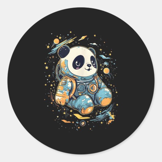 Sticker Rond L'astronaute Panda Space Panda Bear Kawaii (Devant)