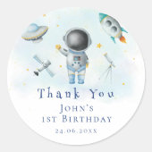 Sticker Rond L'astronaute spatial roquettes pour étoiles (Devant)