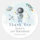 Sticker Rond L'astronaute spatial roquettes pour étoiles 1er an (Devant)