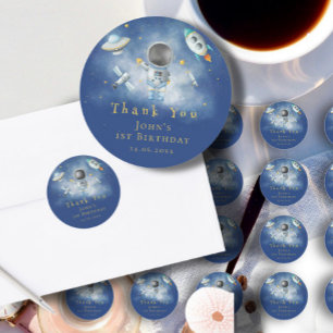 Sticker Rond L'astronaute spatial roquettes pour étoiles 1er an