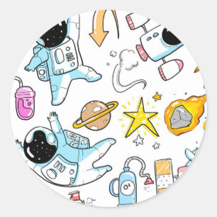 Sticker Rond L'astronaute spatiale Baby Boy