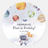 Sticker Rond L'astronaute spatiale garçon 1er anniversaire (Devant)