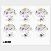 Sticker Rond L'astronaute spatiale garçon 1er anniversaire (Feuille)