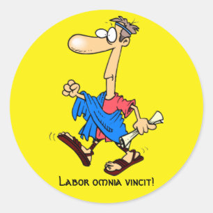 Sticker Rond Latin : Omnia de travail vincit !