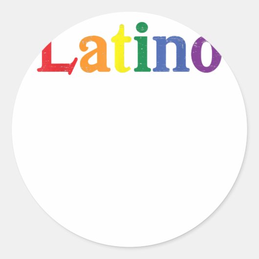 Sticker Rond Latino Gay LGBT Distressed Rainbow Design (Devant)