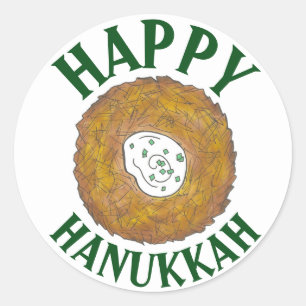 Sticker Rond Latkes Happy Hanoukka Chanukah Jours fériés juifs