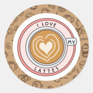 Sticker Rond Lattes d'amour personnalisées
