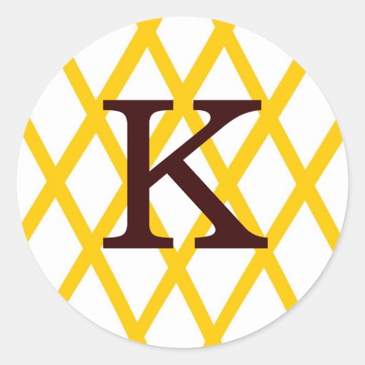 Sticker Rond Lattice monogramme moderne en jaune (Devant)