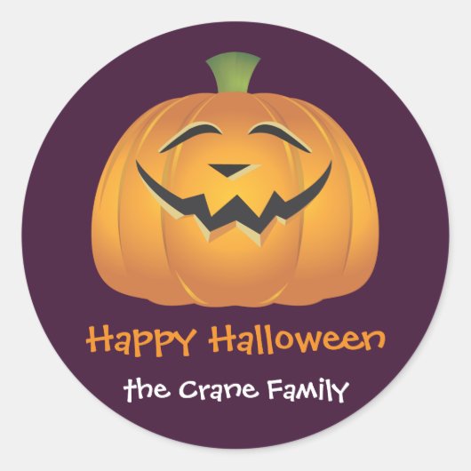 Sticker Rond Laughing joyeux citrouille personnalisé Halloween  (Devant)