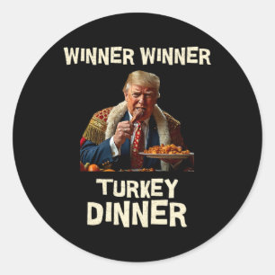 Sticker Rond Lauréat Dîner Turquie Dîner Thanksgiving Donald Tr