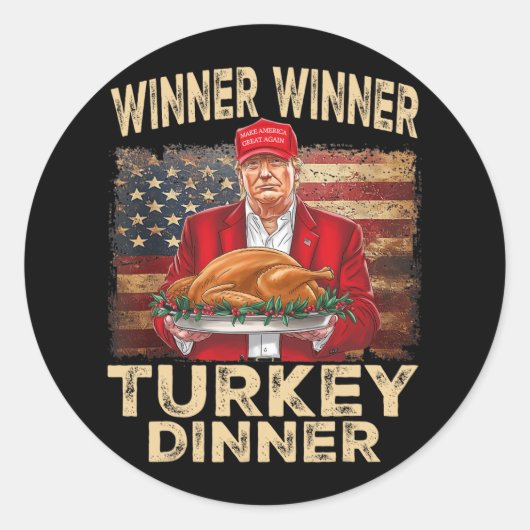 Sticker Rond Lauréat Dîner Turquie Dîner Thanksgiving Donald Tr (Devant)
