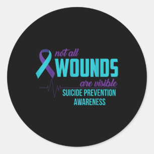 Sticker Rond Lauréats turquoises Et Violets De Prévention Du Su