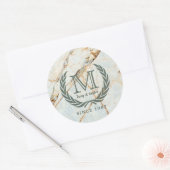 Sticker Rond Laurel Leaf Classic Monogramme Belle Marbre (Enveloppe)