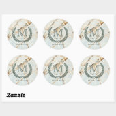 Sticker Rond Laurel Leaf Classic Monogramme Belle Marbre (Feuille)