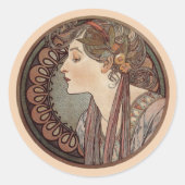 Sticker Rond Laurel par Alphonse Mucha Classic (Devant)