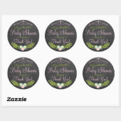Sticker Rond Laurel sur Chalkboard Look rose et vert (Feuille)