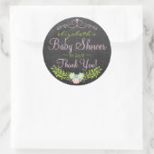 Sticker Rond Laurel sur Chalkboard Look rose et vert (Sac)