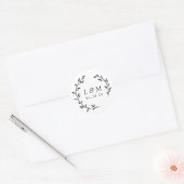 Sticker Rond Laurel Wreath Mariage Monogramme (Enveloppe)
