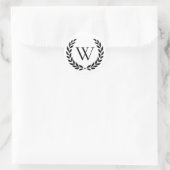 Sticker Rond Laurel Wreath Monogramme Initial (Sac)