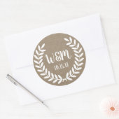 Sticker Rond Laurels de ferme blanc rustique Burlap (Enveloppe)