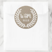 Sticker Rond Laurels de ferme blanc rustique Burlap (Sac)