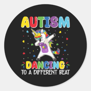 Sticker Rond L'Autisme Dansant À Un Différent Beat Dubbing Unic