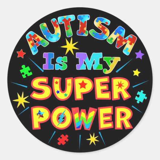 Sticker Rond L'autisme est ma super puissance (Devant)