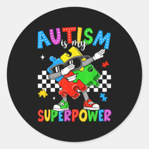 Sticker Rond L'autisme est un superpouvoir autisme sensibilisat