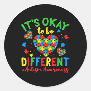 Sticker Rond L'Autisme Soutient Son Bon Pour Être Un Autisme Di