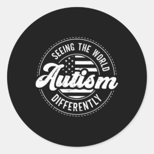 Sticker Rond L'Autisme Voit Le Monde Différemment L'Autisme