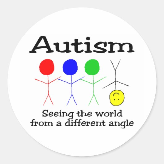 Sticker Rond L'Autisme Voit Le Monde D'Un Angle Différent (Devant)